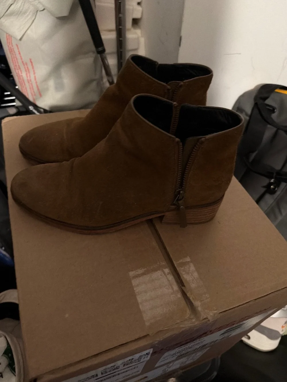 Tan Cole Haan suede ankle booties